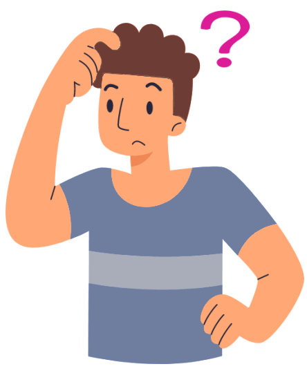 Drawing of person confused with a question mark above their head